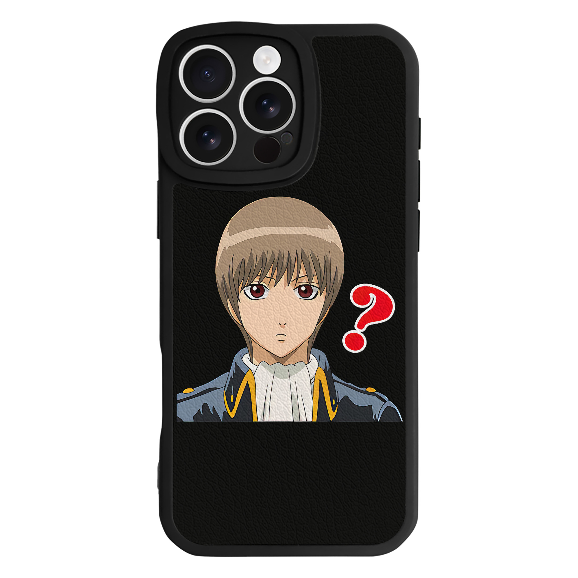 （画像用） ぎんたま 坂田銀時（さかたぎんとき） 神楽 志村新八（しむら しんぱち） GINTAMA Sakata Gintoki Kagura Shimura Shinpachi 【iPhone 16シリーズ対応】シリコンスマホケース（レザー調） 材質：シリコン